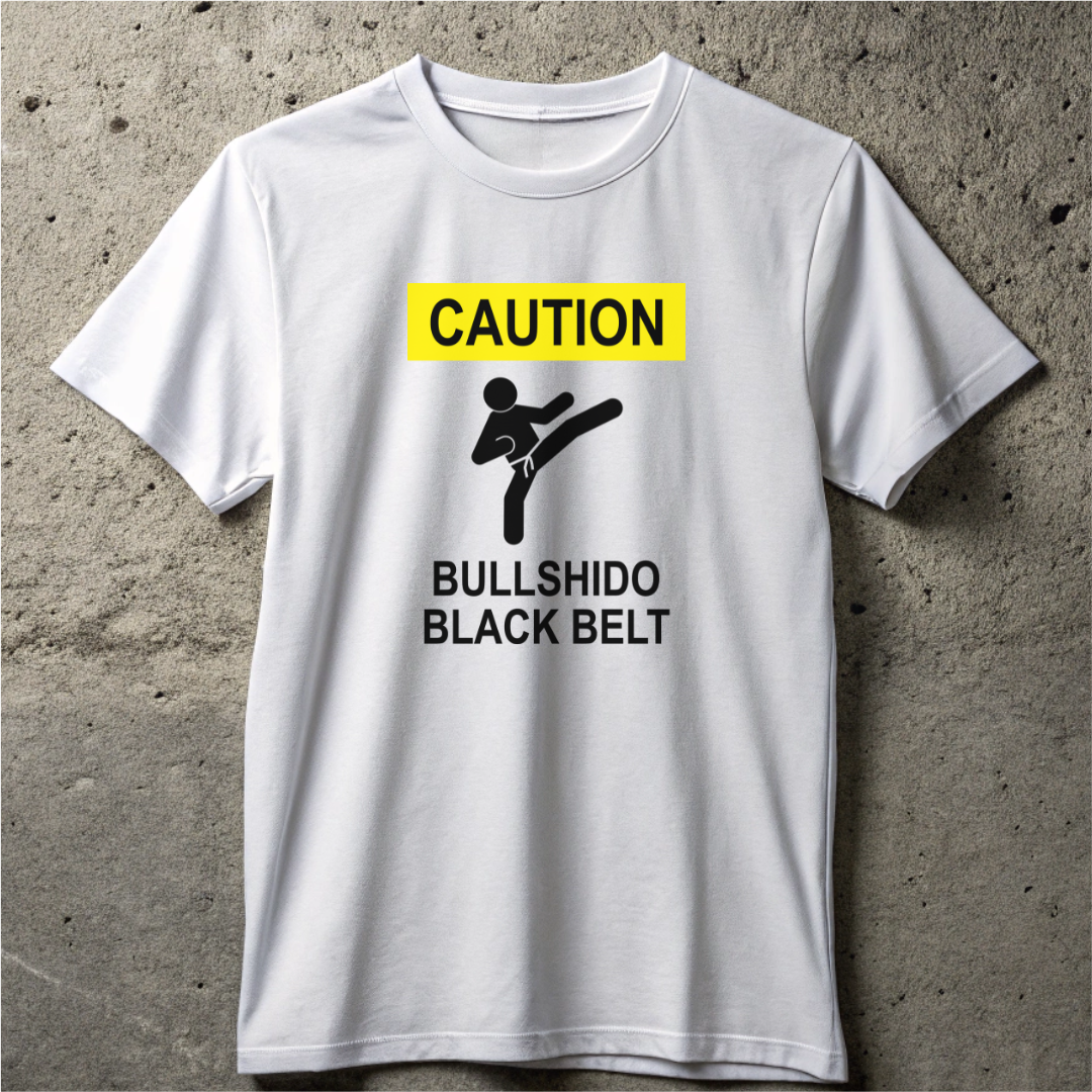 Bullshido Black Belt Caution T-shirt